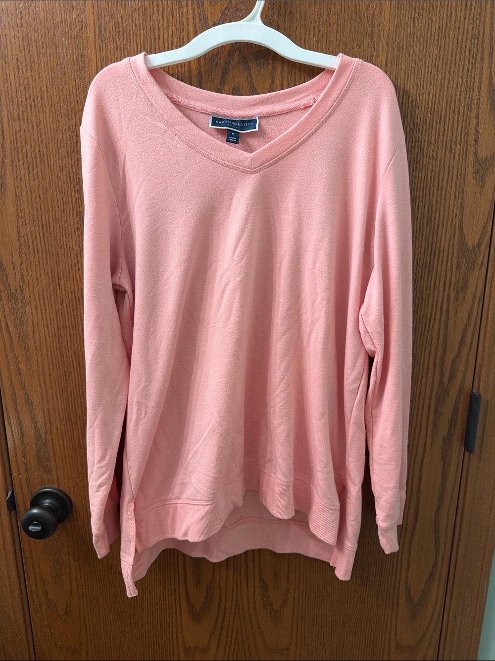 Karen Scott Light Pink V-Neck Pullover Sweater